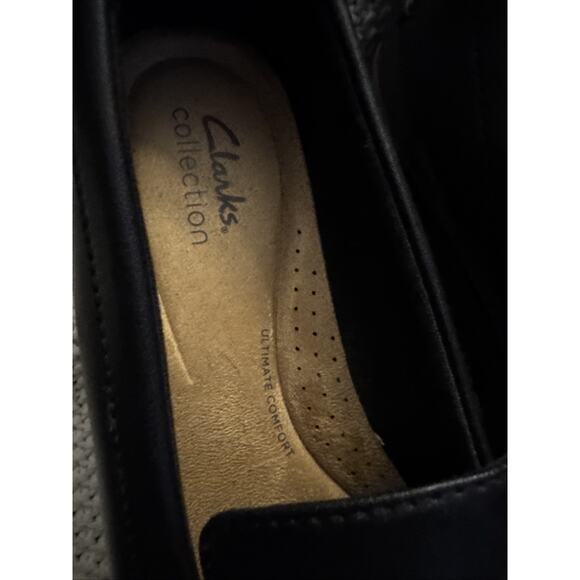 Clarks Sharon Gracie Shoes Womens Size 8 Black Leather Loafer Comfort Platform - Picture 3 of 9